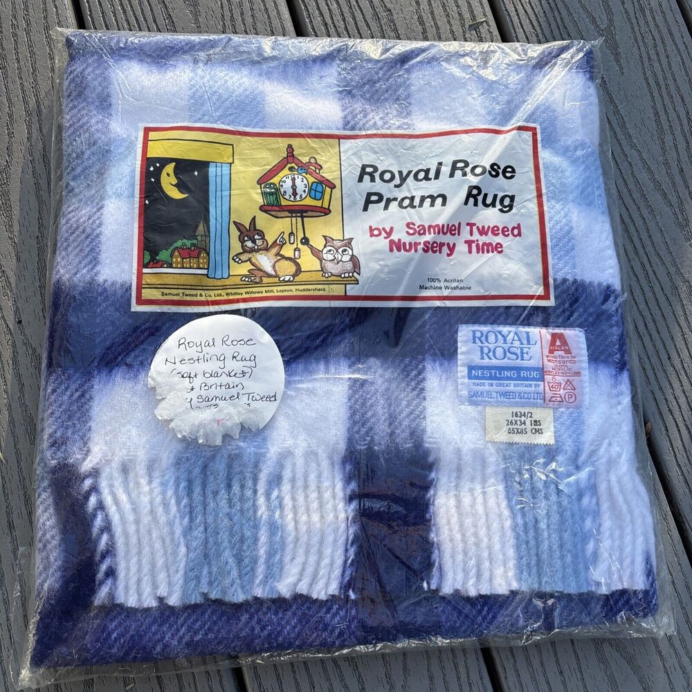 Royal Rose Pram Rug By Samuel Tweed Nursery Time Nestling Rug Great Britain Blue - Picture 5 of 7
